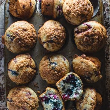 mixed berry muffins with streusel topping