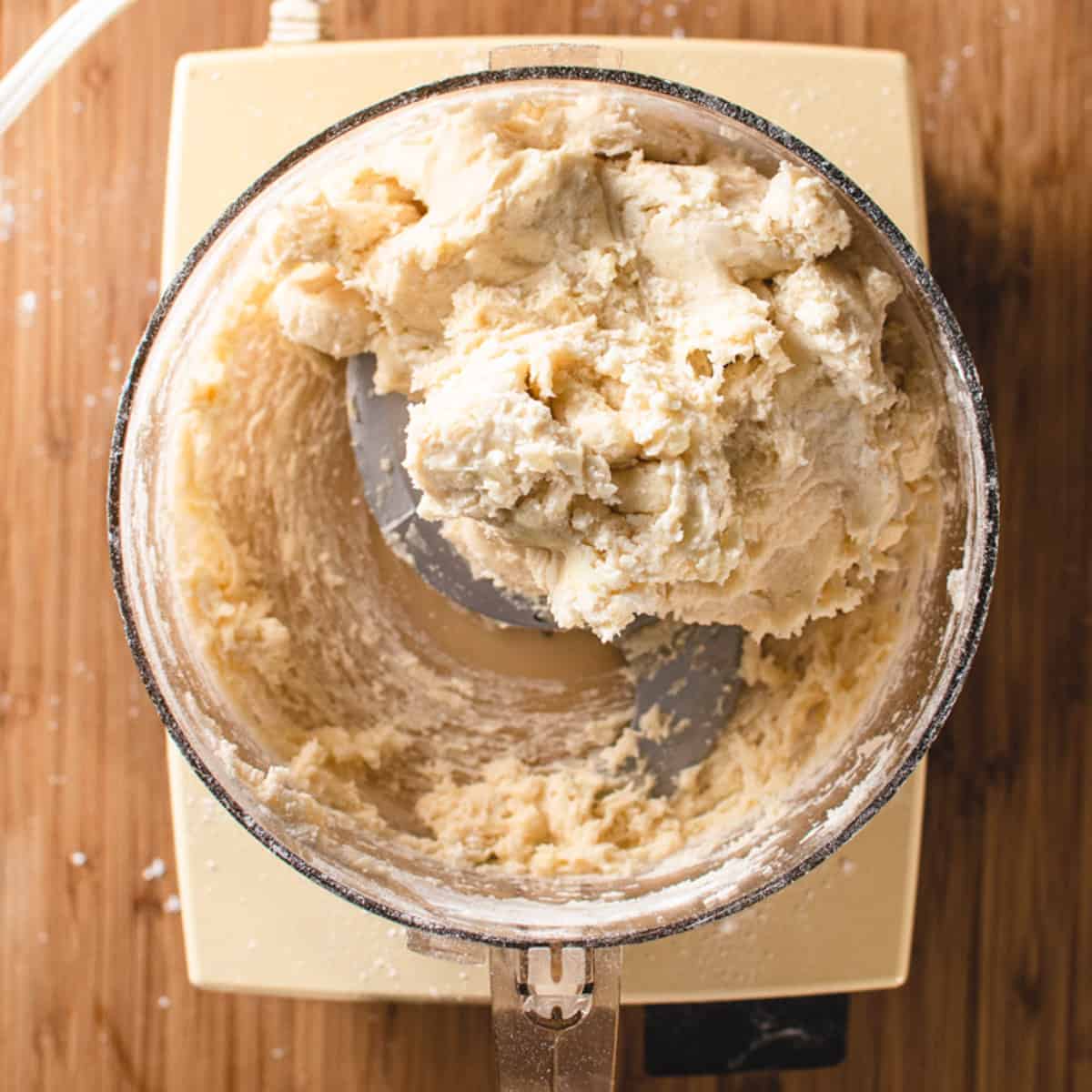 dough has come together in the food processor. 