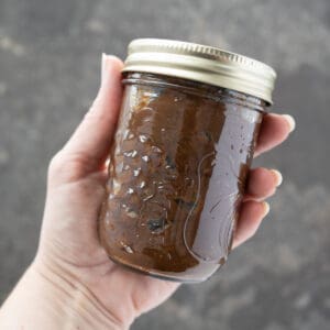 a mason jar full of homemade tamarind paste.