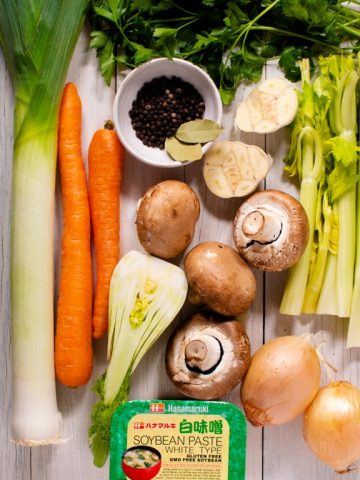 ingredients for making vegetable stock