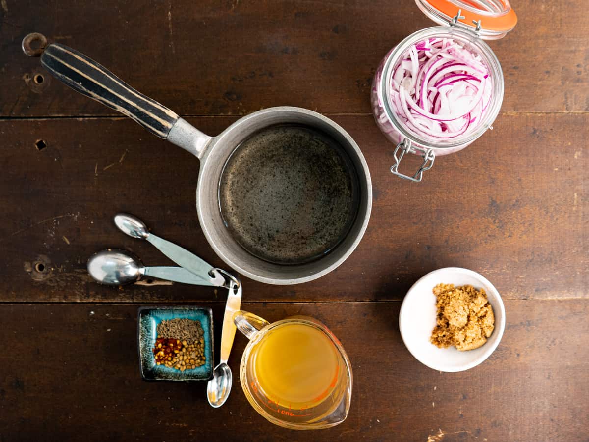 Ingredients for quick pickled onions