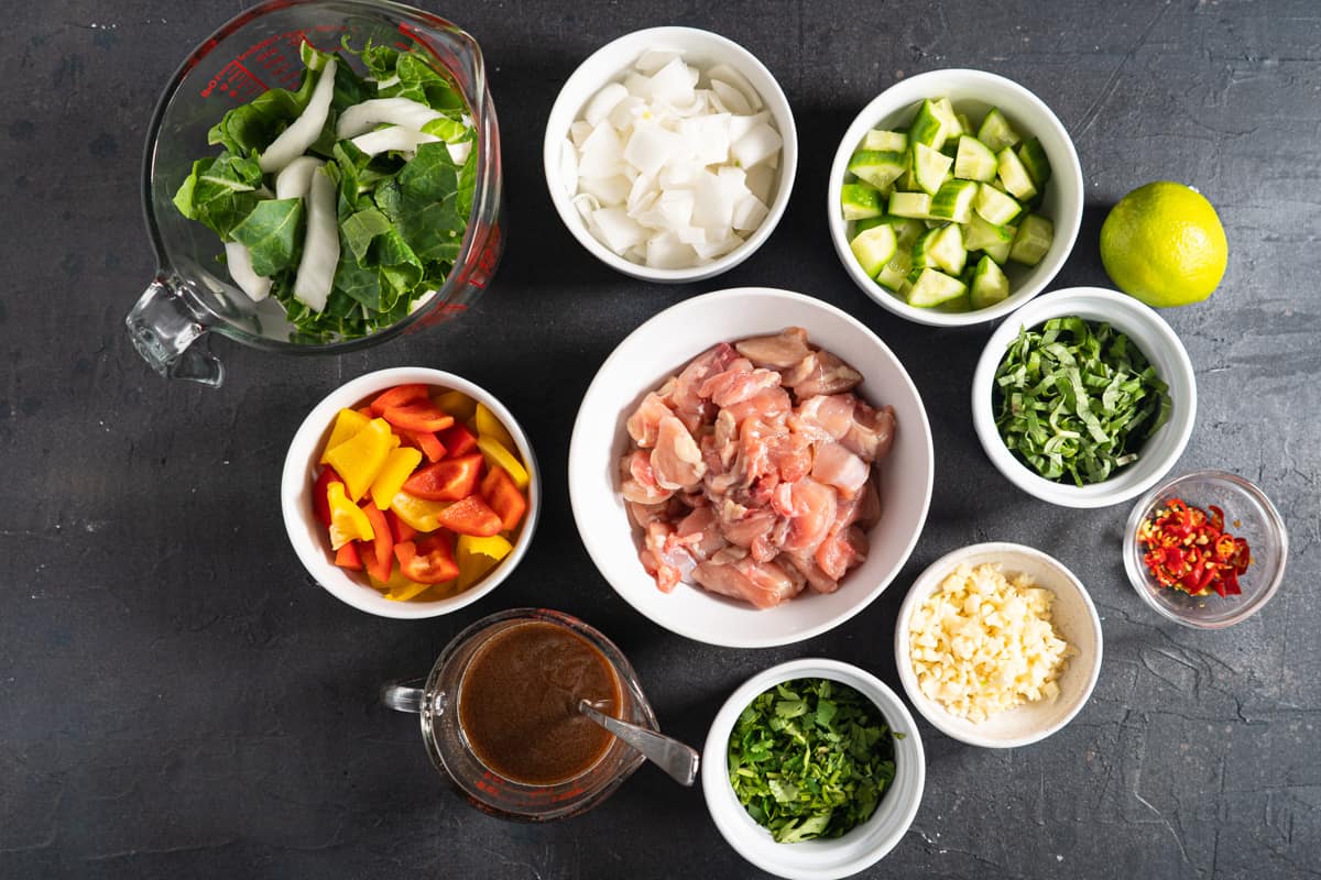Ingredients for thai style chicken stir fry