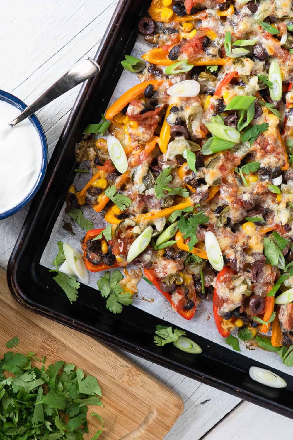 Mini Bell Pepper Nachos with Black Beans and Corn • My Pocket Kitchen