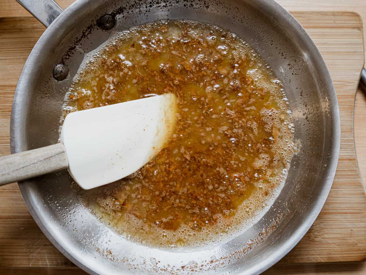 brown butter in a stainless steel frying pan