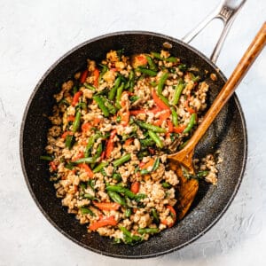 prepared stir fry in the frying pan