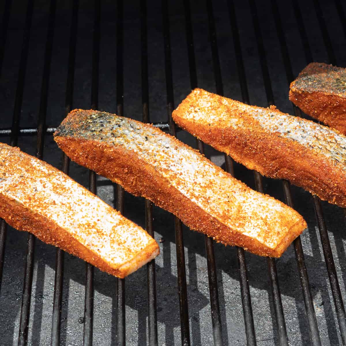 grilling salmon flesh side down.