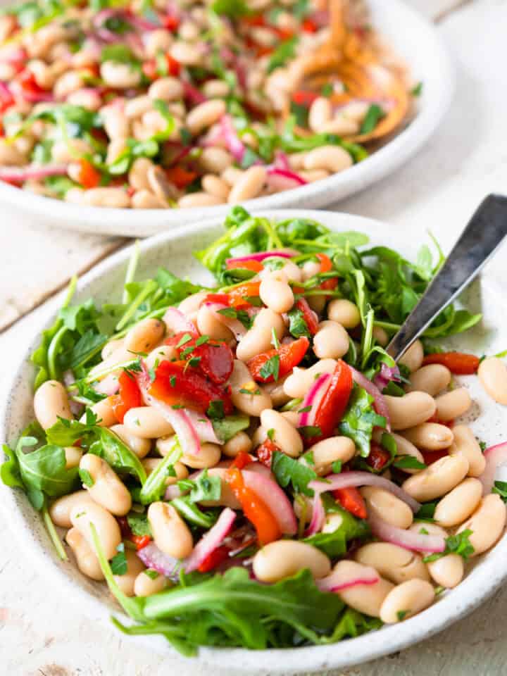 White Bean Salad With Arugula And Roasted Peppers • My Pocket Kitchen