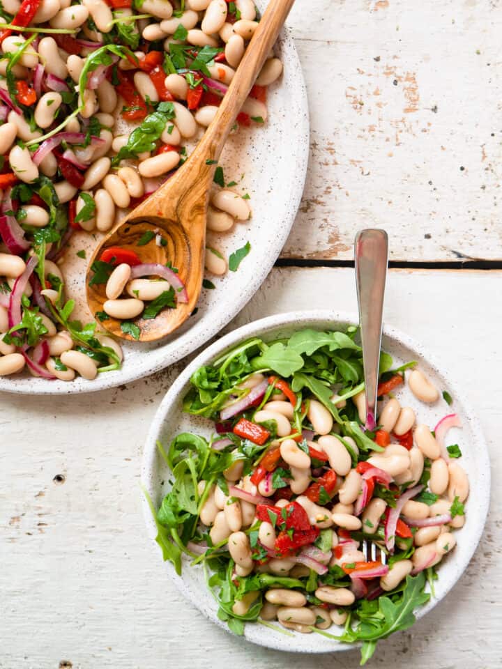 White Bean Salad With Arugula And Roasted Peppers • My Pocket Kitchen