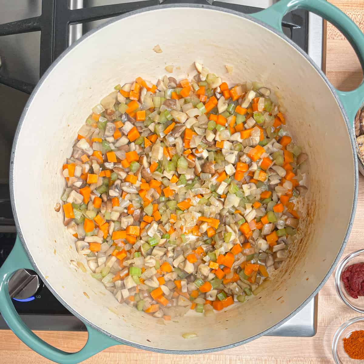 frying the rest of the vegetables in a large soup pot.