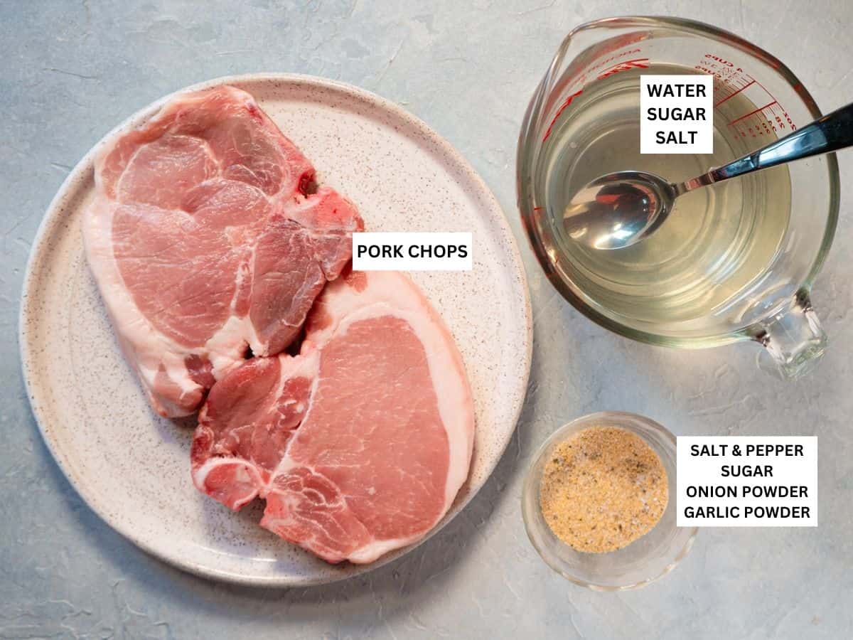 ingredients for brining pork chops.