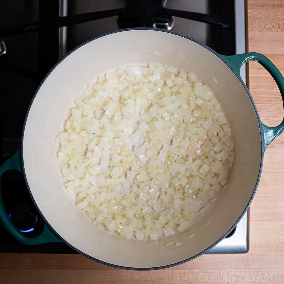 cooked onions in a large pot. 