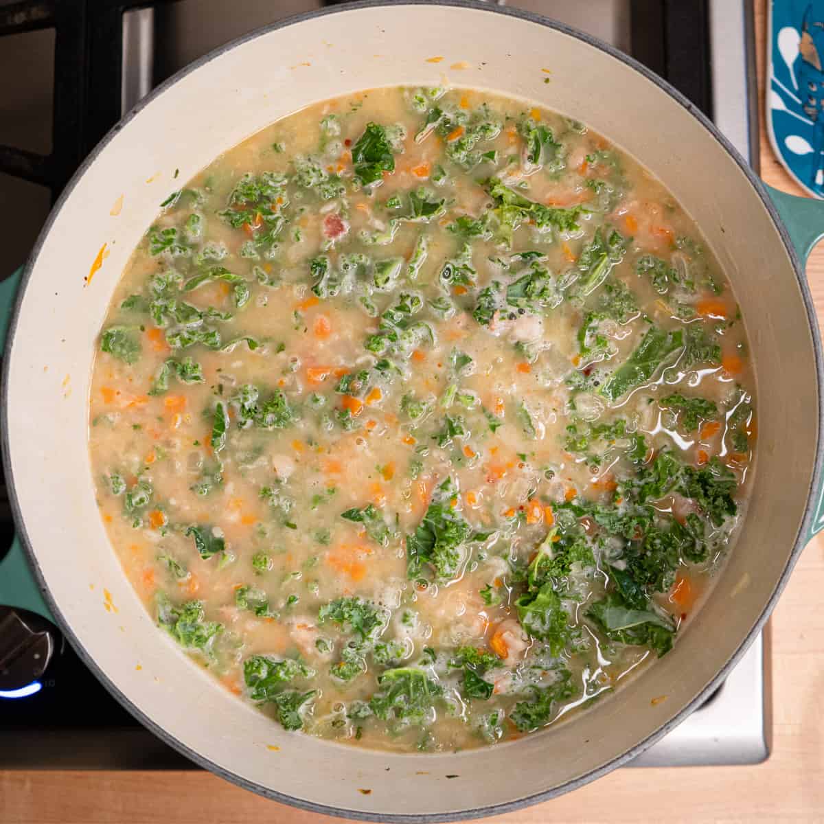 white bean soup after simmering for 10 minutes. 