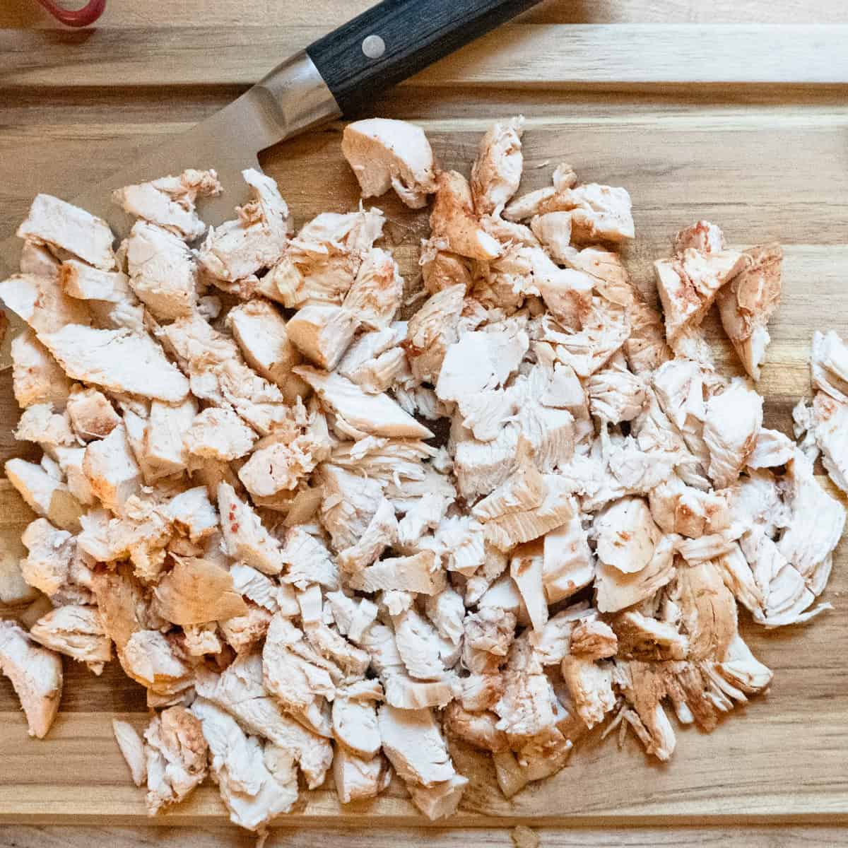 chopped chicken for buffalo chicken chili.