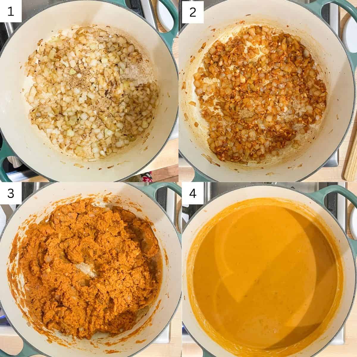 step by step photos of how to make pumpkin soup.